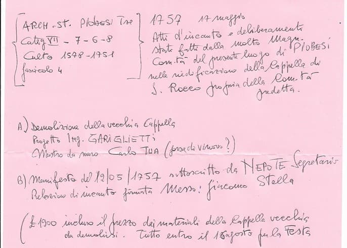 Riedificazione cappella